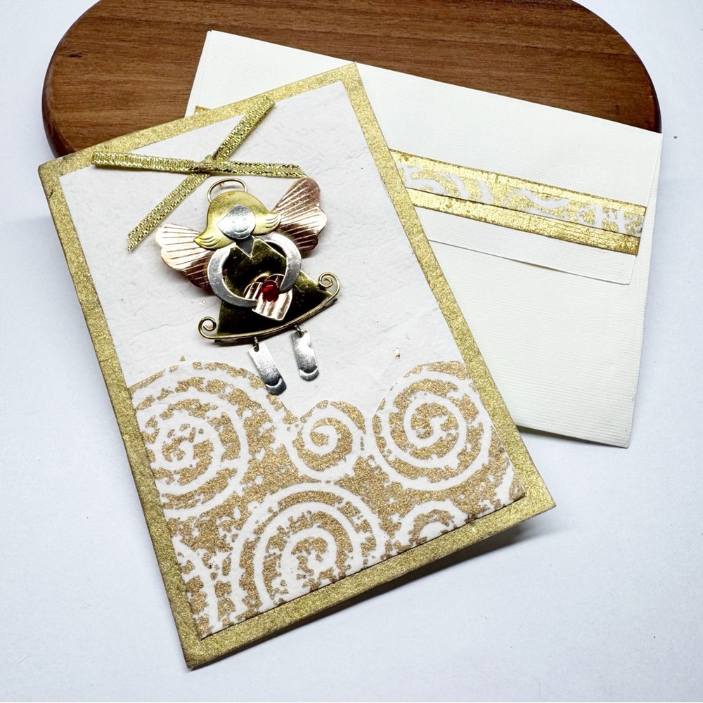 For Chicos Angel Pin Brooch and Handmade Blank Card